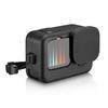PULUZ для GoPro HERO12 Black/11 Black/10 Black/9 Черный силиконовый защитный чехол + боковая крышка интерфейса из POM с ремешком на запястье и крышкой объектива(черный)