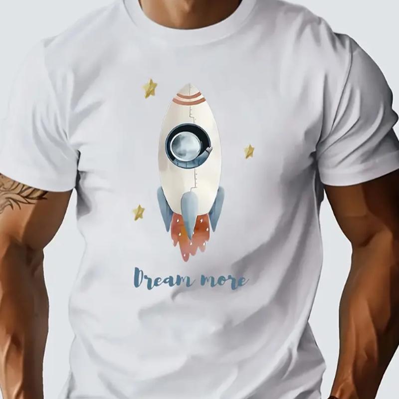 Новая летняя мужская модная футболка с принтом ракеты из мультфильма «Персонажи», мужская футболка, топ