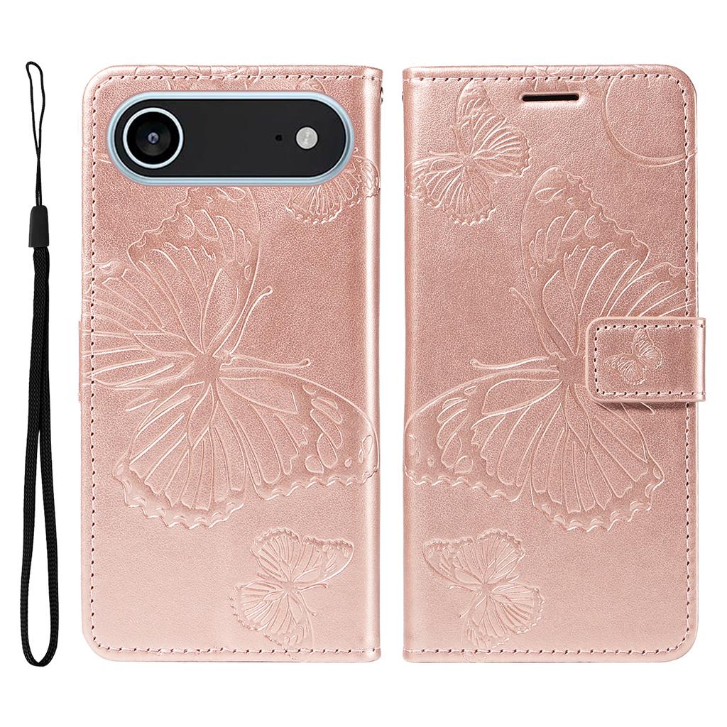 For iPhone 17 Air Wallet Case Floral Butterfly Imprinted Leather Phone Cover Stand
