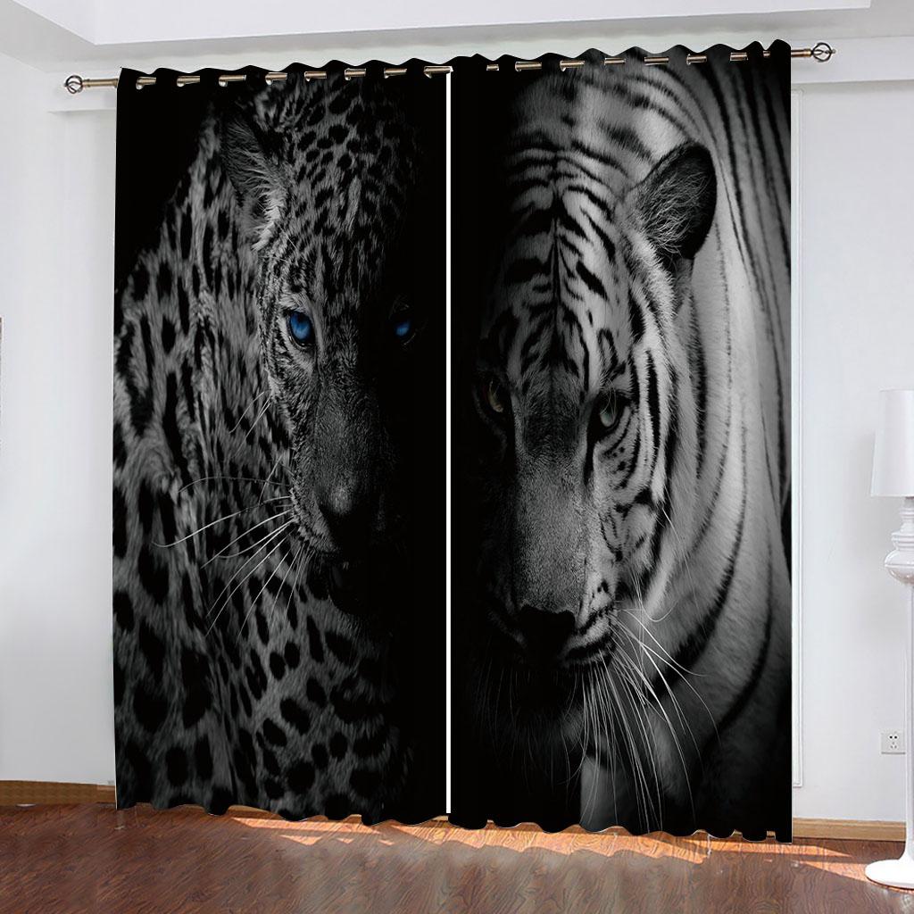 3D Print Rose Lion Tiger Wolf  Animal Shading Windowpane Drape for Children ' s Livingroom Space Bedchamber Kicthen Door HallHouseholdDecoration