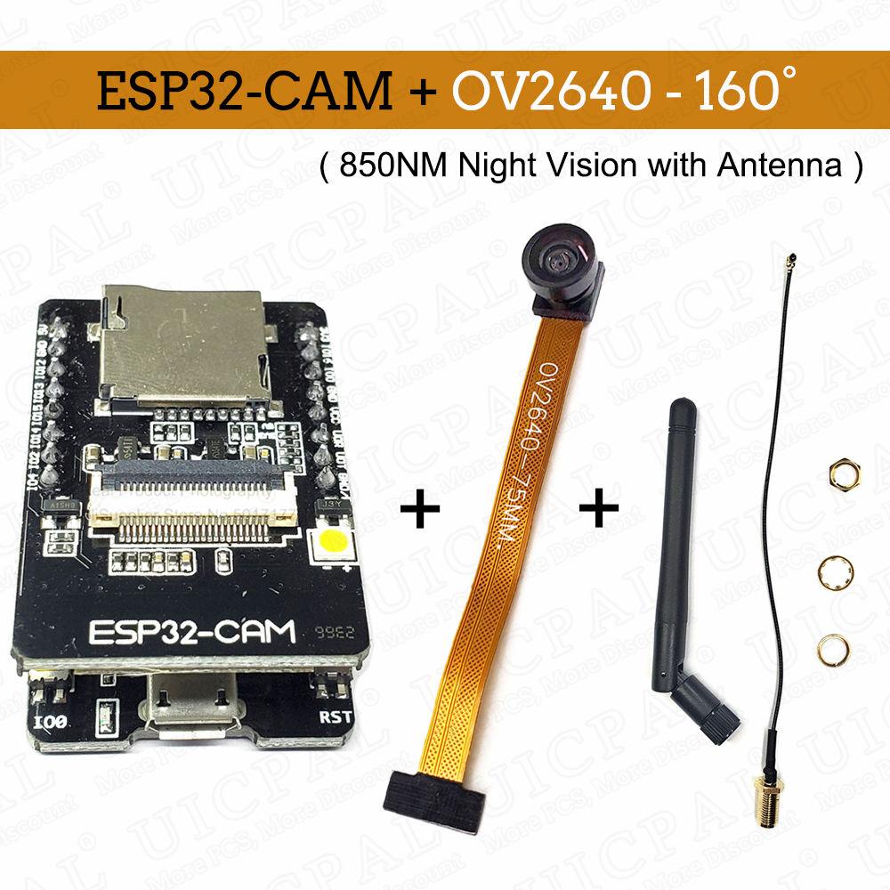 Оригинальный комплект модуля камеры ESP32 CAM 2,4 ГГц WiFi Bluetooth 8 МБ PSRAM Модуль камеры OV2640 66 120 160 градусов 850 нм Ночное видение