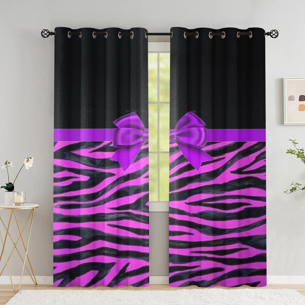 Шторы с леопардовым принтом для гостиной, роскошные плотные шторы принцессы с розовым бантом для спальни, занавески с зеброй для окон
