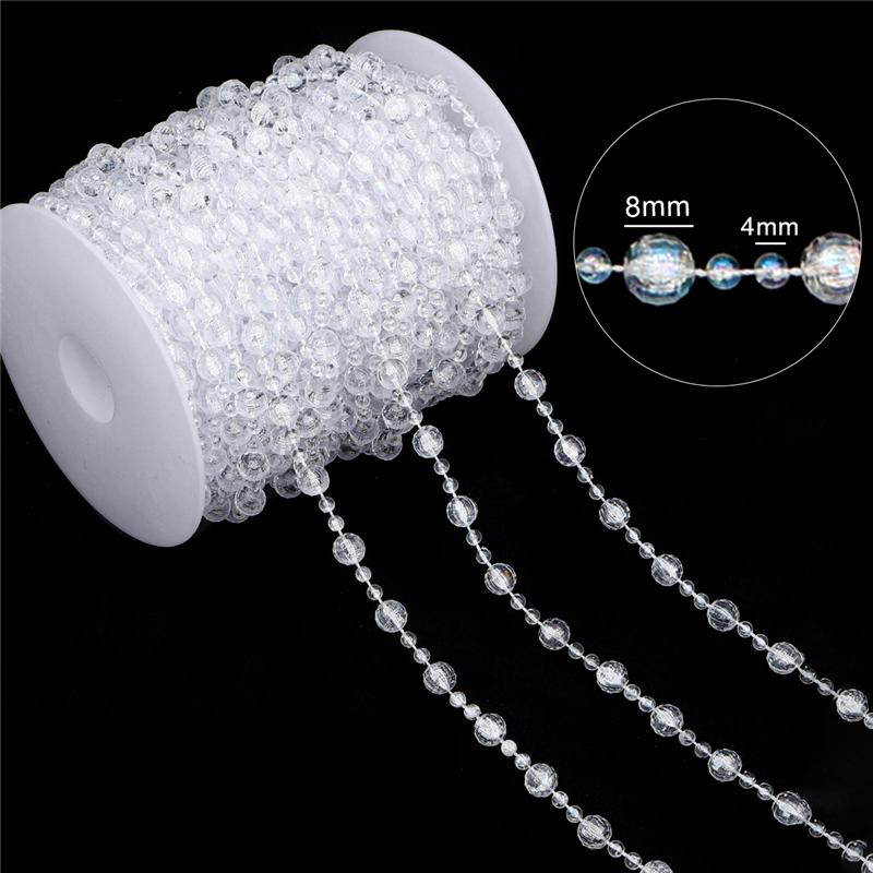 17-60Meter Imitation Pearl Acrylic Beaded Chain Trim Garland Strand for Door Curtain Wedding Decoration DIY Embellished Accessories