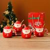 Santa Claus Mug Creative Hand Painted Christmas Ceramic Cup Gift Box Household Coffee Cup with Lid Spoon