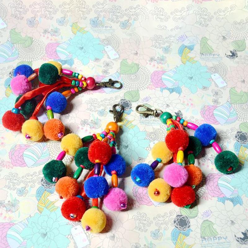 1 шт. Подвеска Ручная работа Сумка Кошелек Брелок Кисточки Сделай сам Плюшевый Помпон Брелок Кольца для ключей