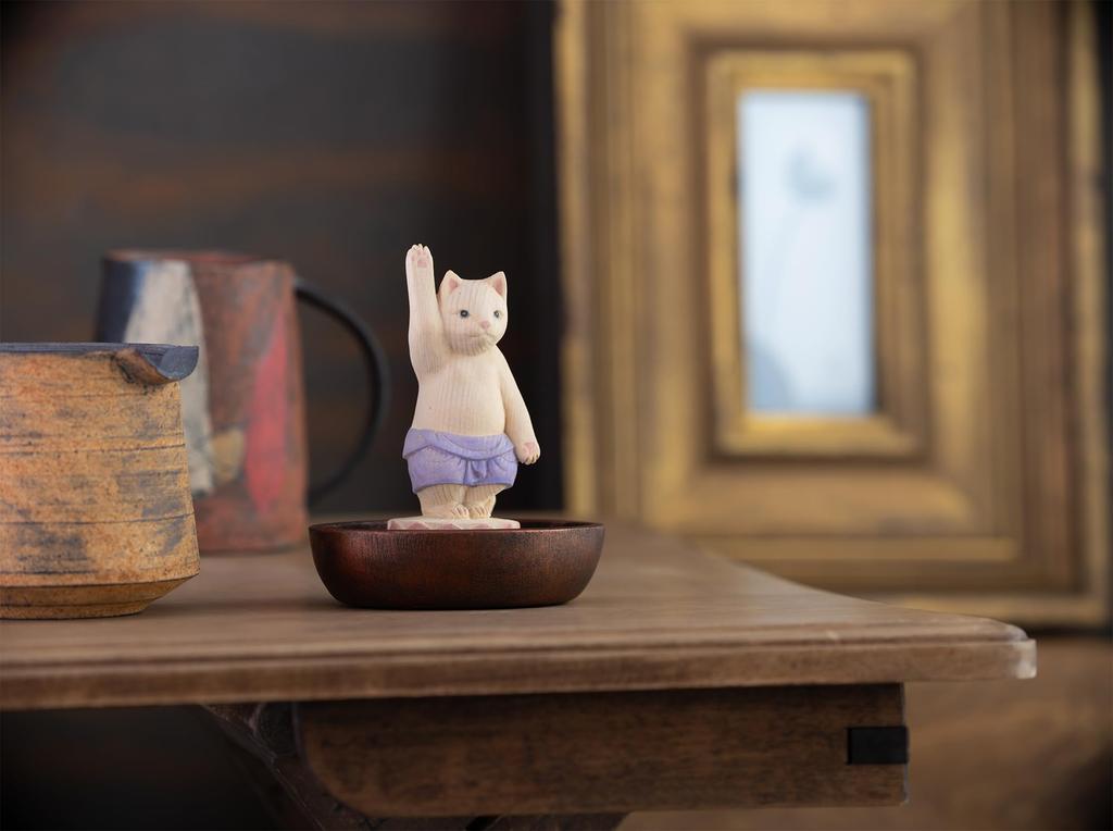 Cat Birth of Original Sculptor and Butsuya Sakai Wooden Carving Buddha Statue Lucky Feng Shui Ornament Tanjo Buddha, Shakyamuni, Supervisor - Figure,