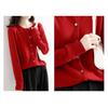 Women Sweater Fashionable Crew Neck Button Closure Cardigan Soft Comfortable Knitted Sweater for Daily Wear