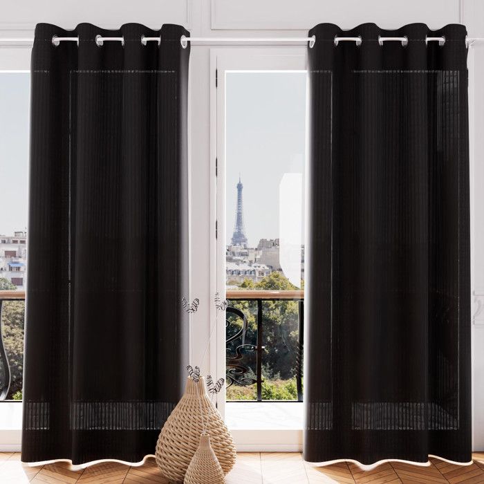 Jacquard Eyelet Veil 135X250 Cm VELVET Anthracite, by Soleil D'ocre