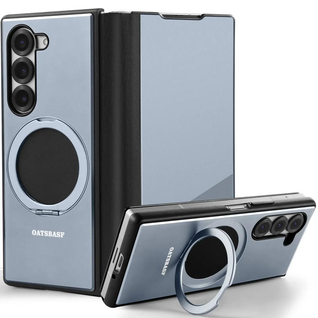 Oatsbasf для Samsung Galaxy Z Fold 6 5 Чехол для телефона Металлический Флип Полное Покрытие Защитный Чехол с 360° Вращением Подставка Magsafe