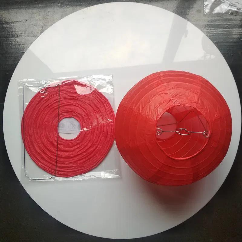 Круглый белый бумажный фонарик 10 дюймов, красный фонарик для Праздника середины осени и свадебного украшения