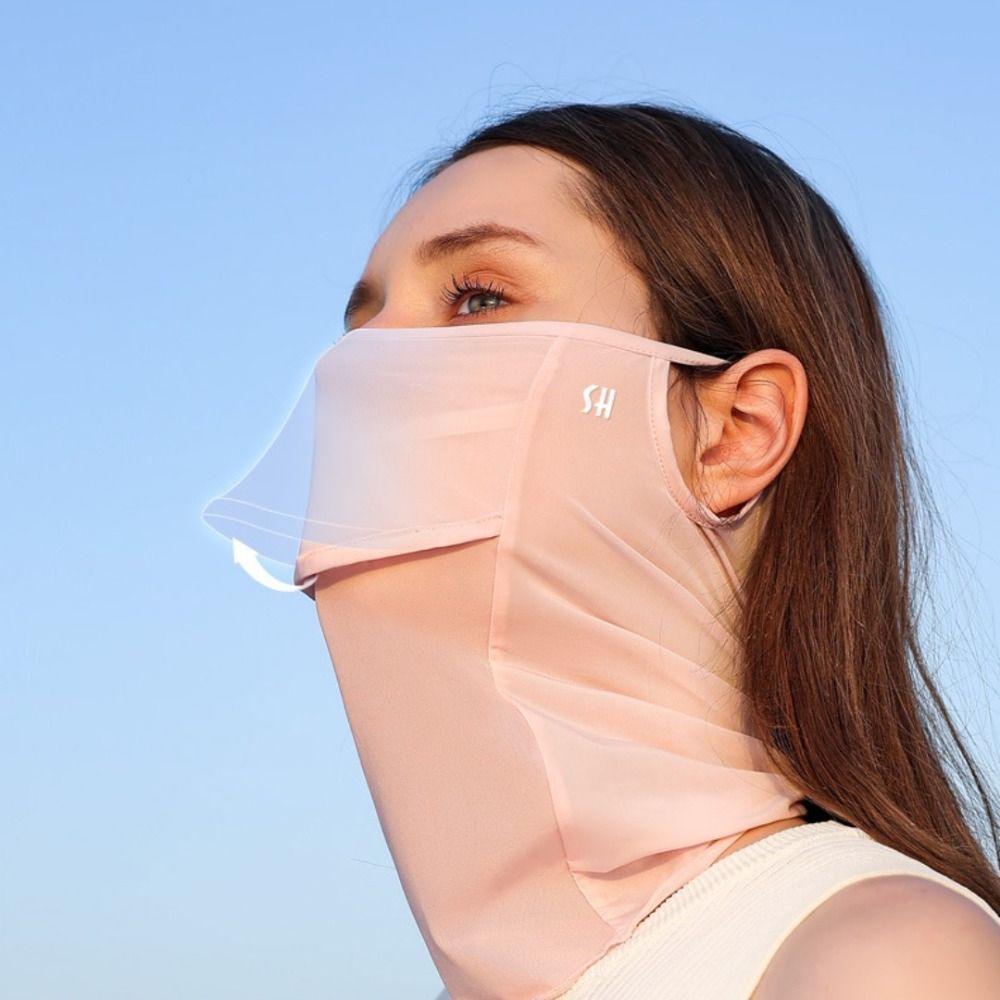 Summer Uv Protect Sun Proof Face Scarf Neckline Mask Ice Silk Bib Face Mask