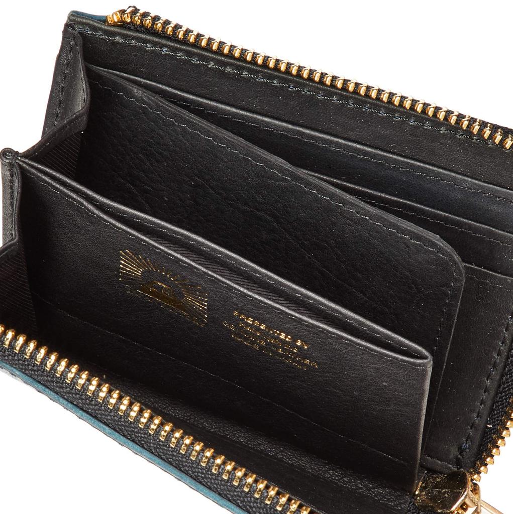 horsehide zipper compact and [Japan Factory] Himeji-produced L-shaped wallet, cordovan, men's women's, navy.