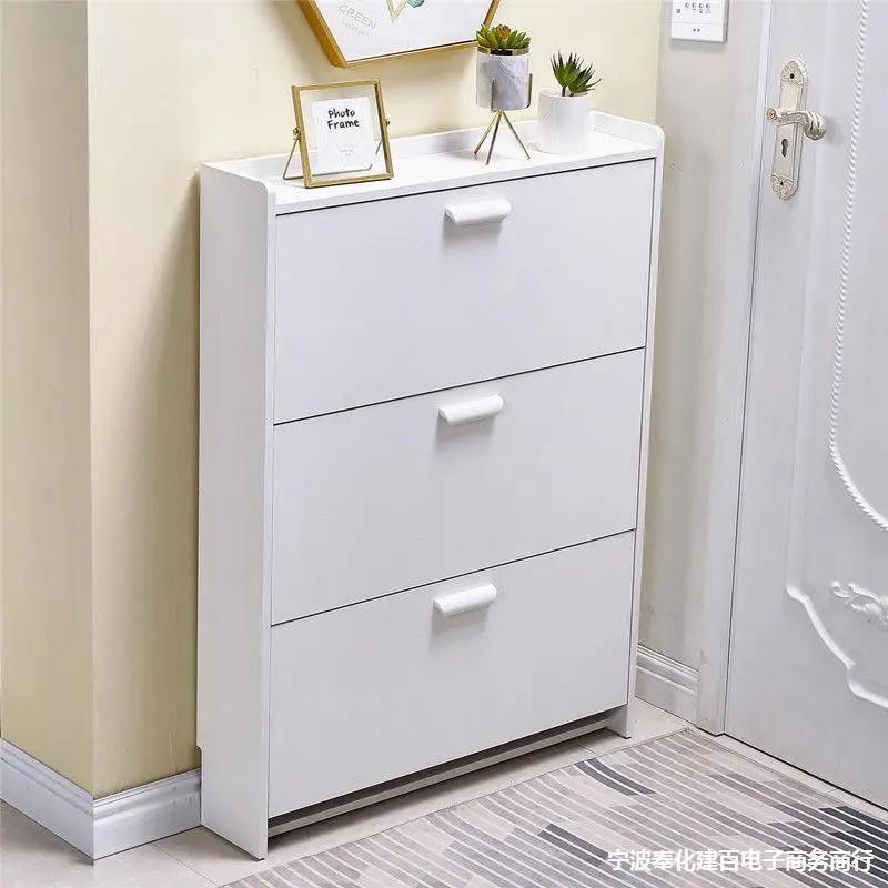 Shoe Cabinets Household Door Storage Ultra-Thin 17Cm Shoe Organizer Modern Simplicity Shoerack Large Space Solid Wood Shoe Rack