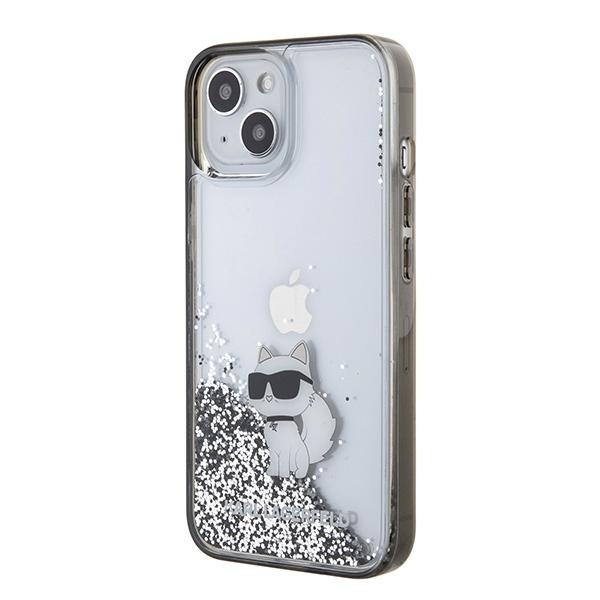 Karl Lagerfeld Klhcp15Slkcnsk Чехол для iPhone 15 / 14 / 13 6.1 Прозрачный Жесткий Чехол Жидкий Глиттер Choupette