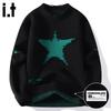 CHOCOOLATEit Men's American High Street Starry Sky Round Neck Knit Sweater