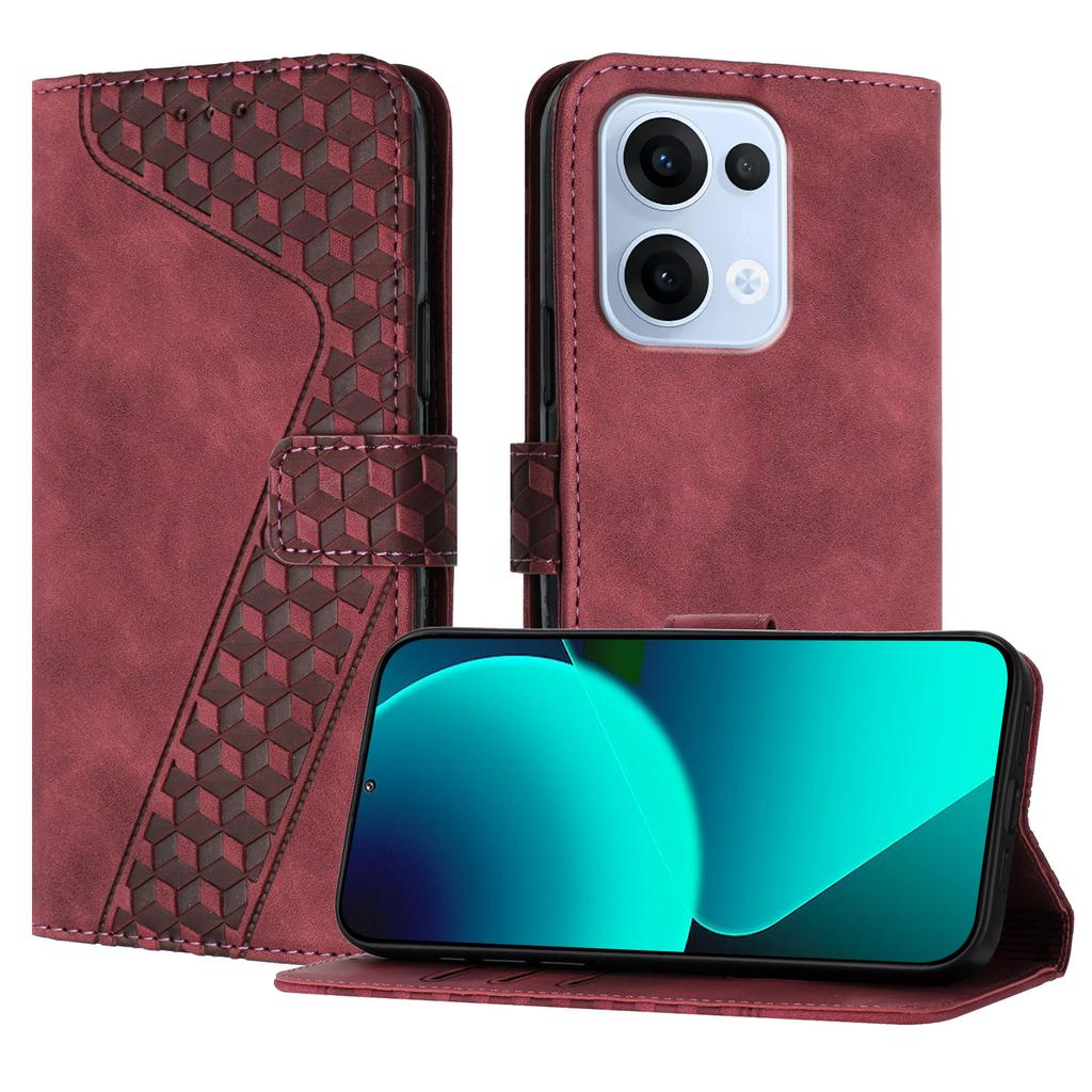 Для Oppo Reno13 5G (Глобальный) Кожаный чехол с 7-образным узором, кошелек-подставка, противоударный чехол для телефона