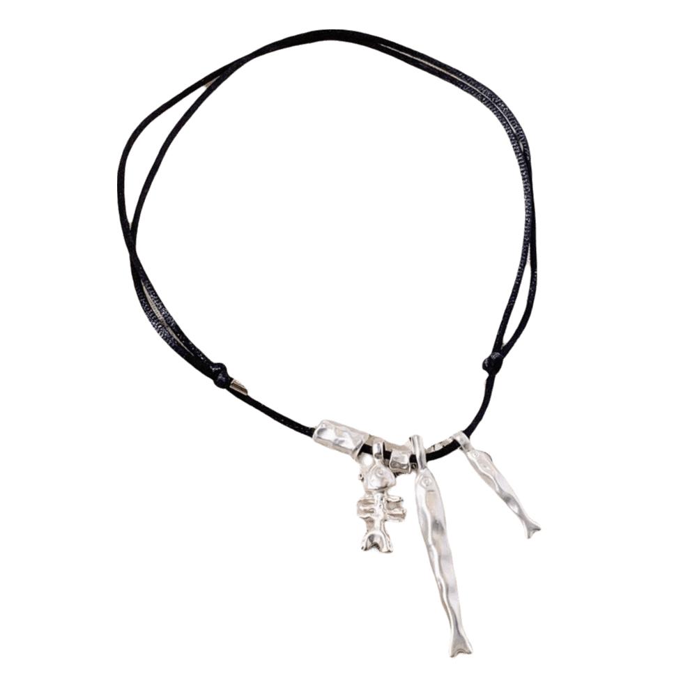 Long Fish Pendant Necklace Vintage Sweater Chain Fashionable Bone Pendant Choker  Gift