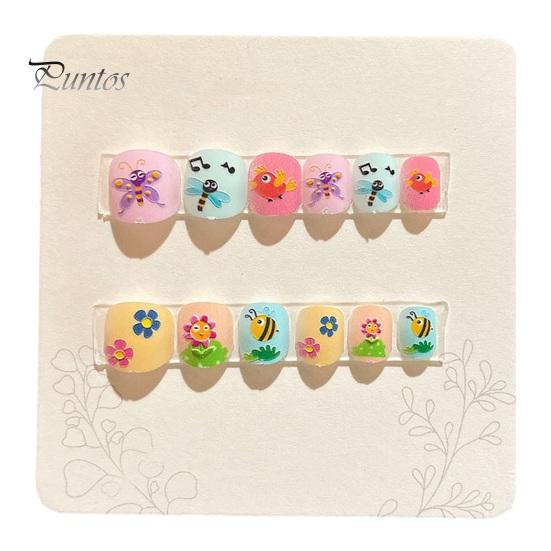 12 шт. детские накладные ногти с героями мультфильмов, милый рождественский тематический узор, тисненый пресс на ногтях, самоклеящиеся накладные ногти, художественное украшение «сделай сам»