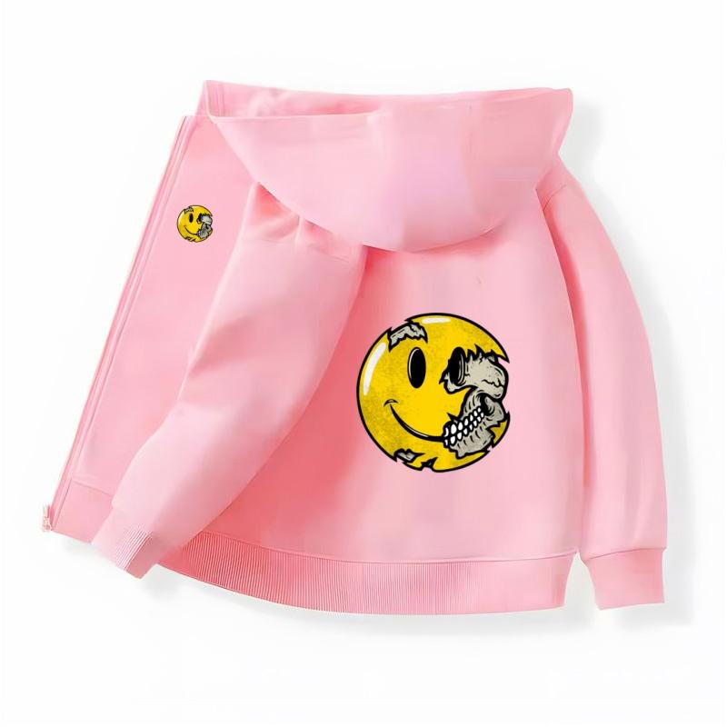 Children Halloween Smiling Face Sweatshirt Boys Long-sleeved Jacket Girls Spring Autumn Polyester Topcoat 6-12T