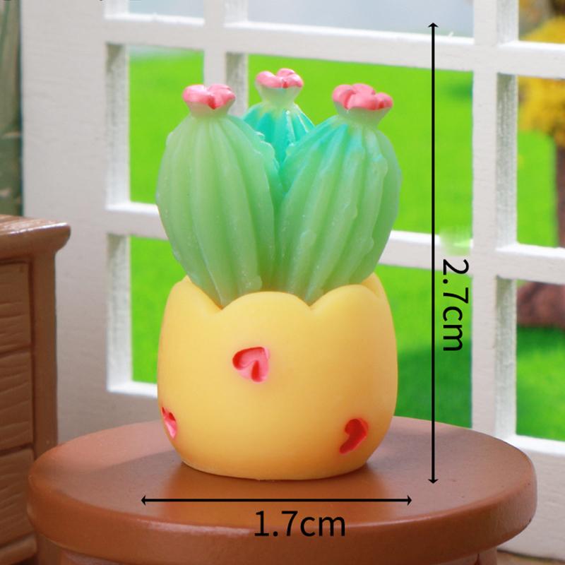 Имитация кактуса, суккулентного растения в горшке, микроландшафтная фигурка, миниатюрные мини-украшения, украшения для домашнего рабочего стола своими руками, поделки