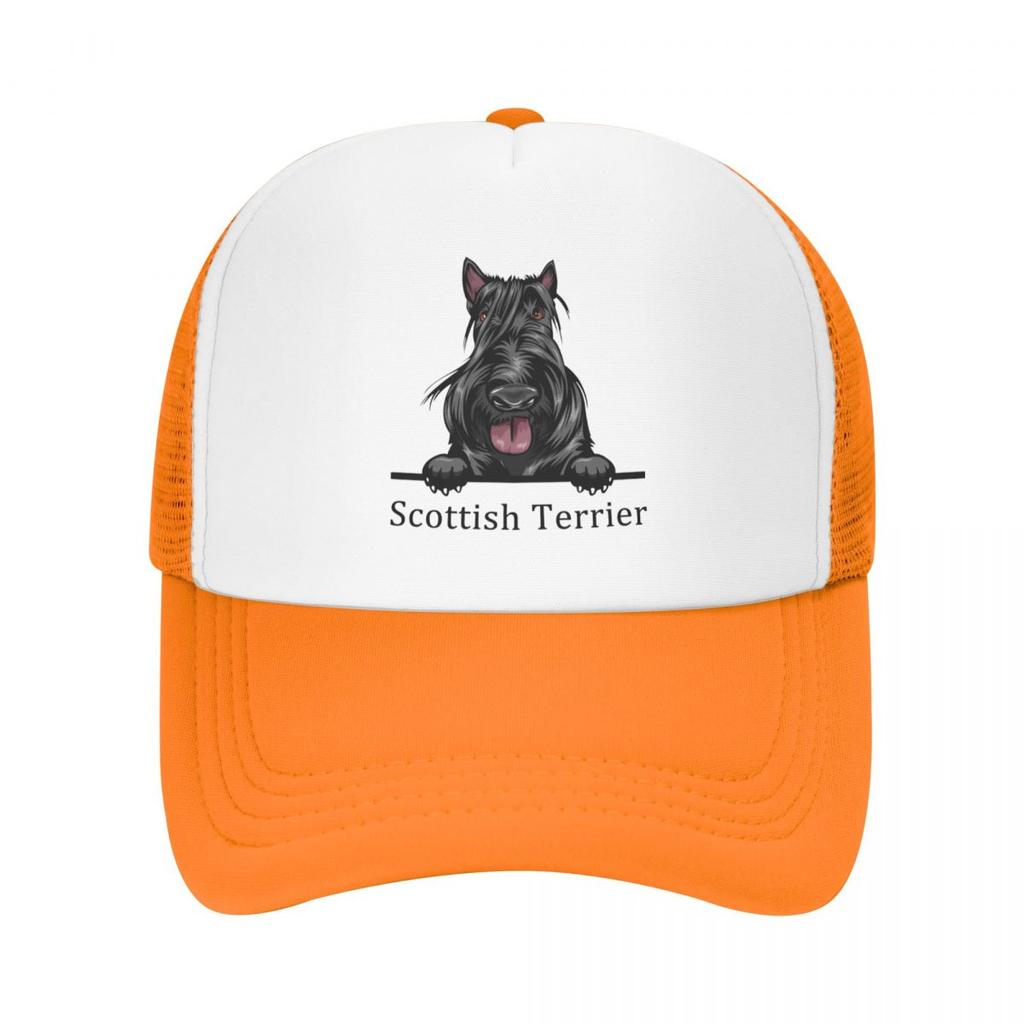Punk Unisex Peeking Dog Scottish Terrier Trucker Hat Adult Pet Animal Adjustable Baseball Cap for Unisex WoUnisex Sports Snapback Caps