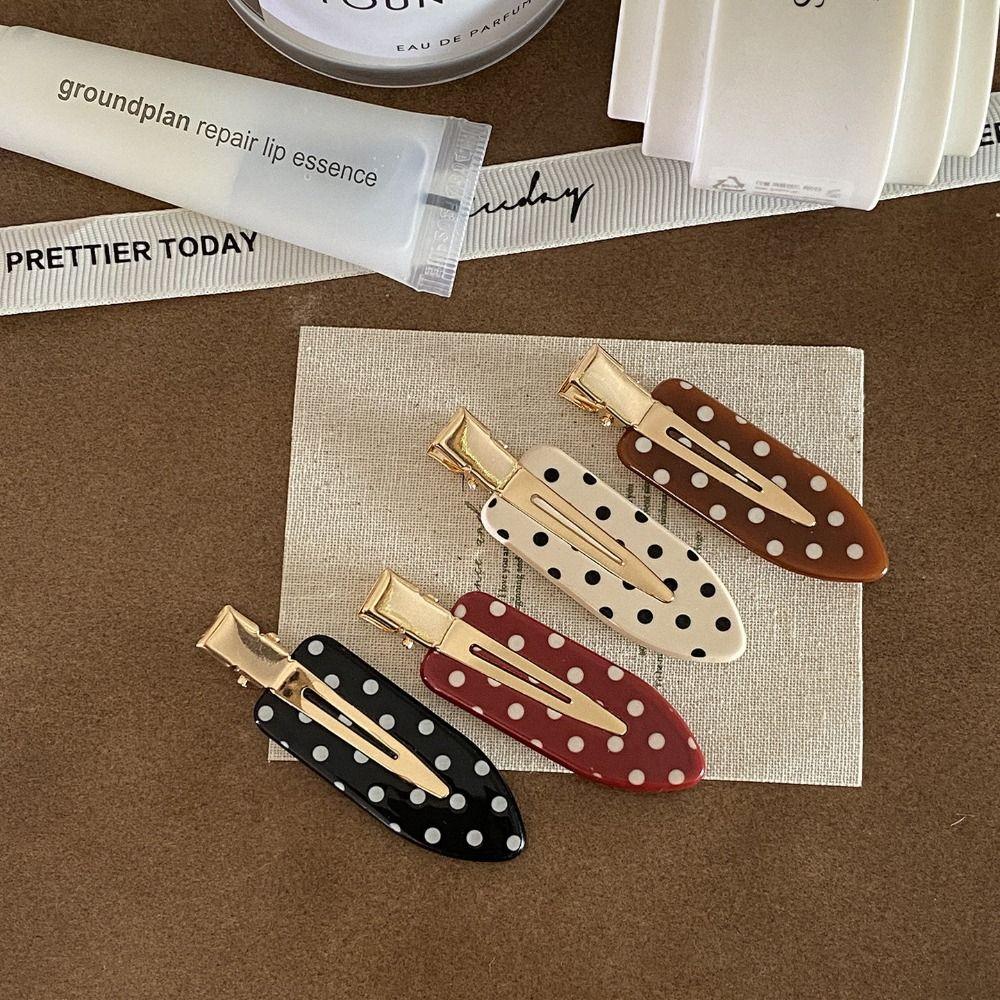Black White Acetate Seamless Hairpin Wave Point Side Clip Retro Polka Dot Hair Clip  Daily Wear