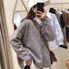 Осенний кардиган свободный мягкий модный ленивый ветер свитер куртка с капюшоном вязаный свитер топ женский