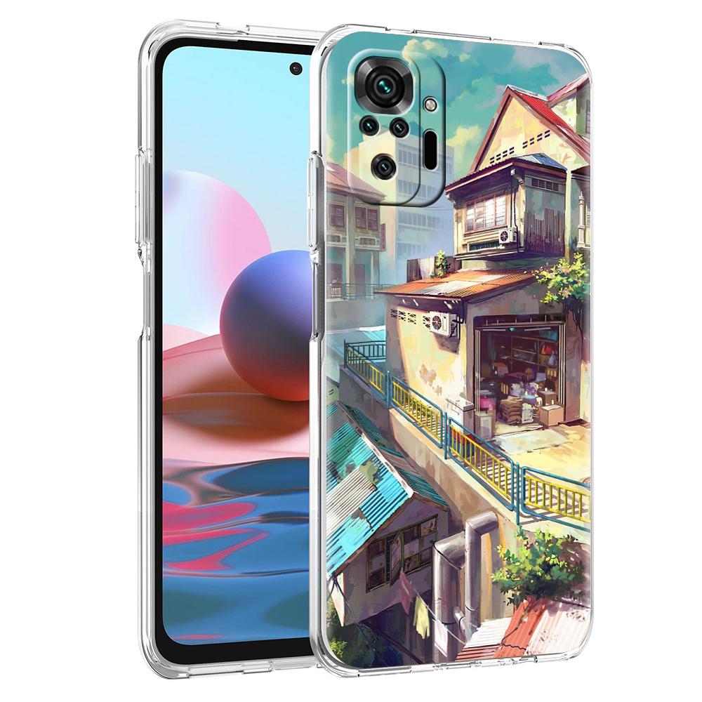 Чехол для телефона с японским аниме-пейзажем для Xiaomi Redmi Note 12 4G 11 10 Pro 5G 10C 10S 9S 9 9T 8T 9C 9A 8 8A 7 K50 Gaming Прозрачная крышка