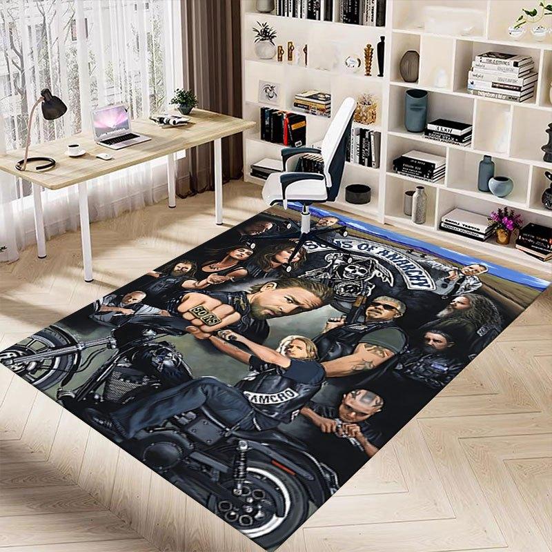 1pc Sons of Anarchy themed Office Carpet Chair Mats - durable polyester rug for home theater, office, dorm room decor - tA37