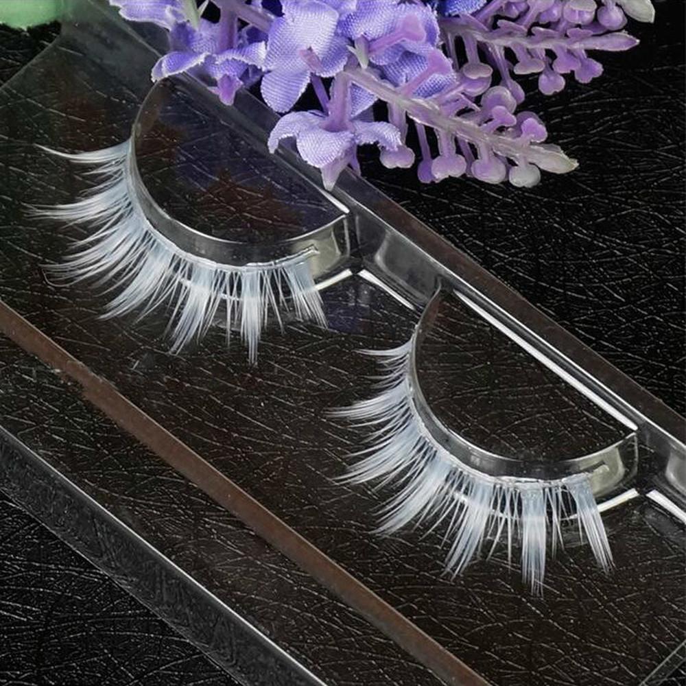 1 Pair Hot Fashion White Eyelashes Cosplay Makeup Natural Long Eyelashes Extension Cross Strip False Eye Lashes Beauty Makeup Tools
