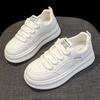 Толстая подошва, увеличивающая рост, летние тонкие дышащие женские туфли, кожаные маленькие белые туфли, весна и осень, новые повседневные спортивные туфли, обувь для скейтбординга
