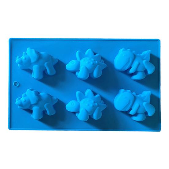 Форма для шоколада «Динозавр», 6-гнездная силиконовая форма для льда с антипригарным покрытием, гибкие формы для желейного льда, высоко-низкотемпературные формы для чизкейка и пудинга