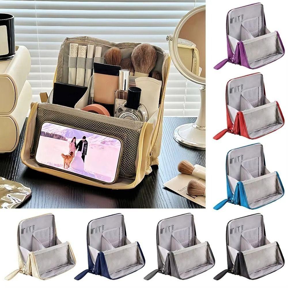 Standable Vertical Makeup Bag Large Capacity Pencil Case Cosmetic Organizer Travel