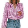 European & American V-Neck Sequin Women's Fashion Top