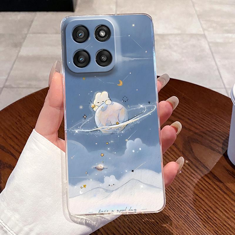 Jelly Casing For Motorola Moto G Stylus 5G 2025/Moto Edge 60 Stylus Funda Clear Silicone Soft TPU Cover Cute Cat Protective Case