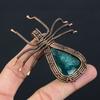 Blue Baltic Amber Handmade Copper Wire Wrap Spider Pendant 2.56" W8g53