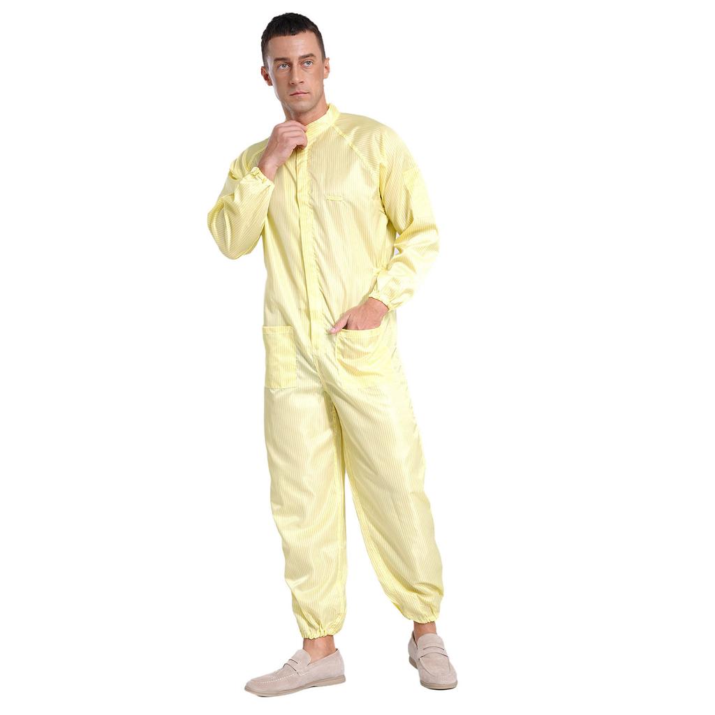 Stand Collar Front Zip Jumpsuit M-5XL - Mens Adults Anti-static Dustproof Full-body Coveralls for Workshop Worker
