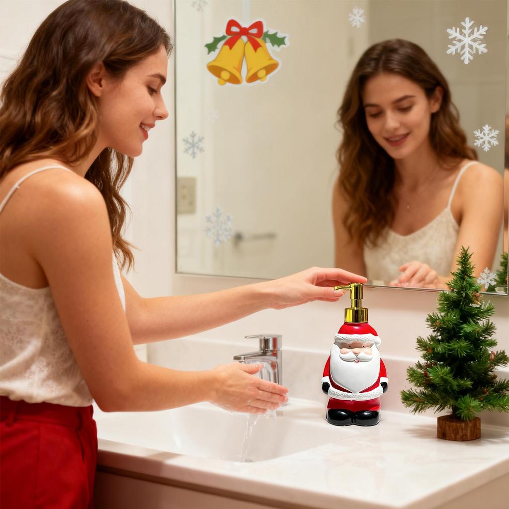 Hand Soap Dispenser Resin Santa Claus Christmas Decor Bathroom Decor Hand Soap Dispenser for Restroom Powder Room Shower Sink