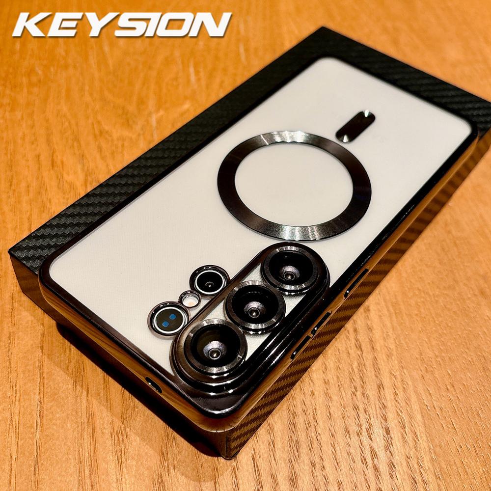 KEYSION Прозрачный чехол с магнитной окантовкой для MagSafe для Samsung Galaxy S26 Ultra 5G S26+ Ударопрочный защитный чехол для телефона с защитой объектива