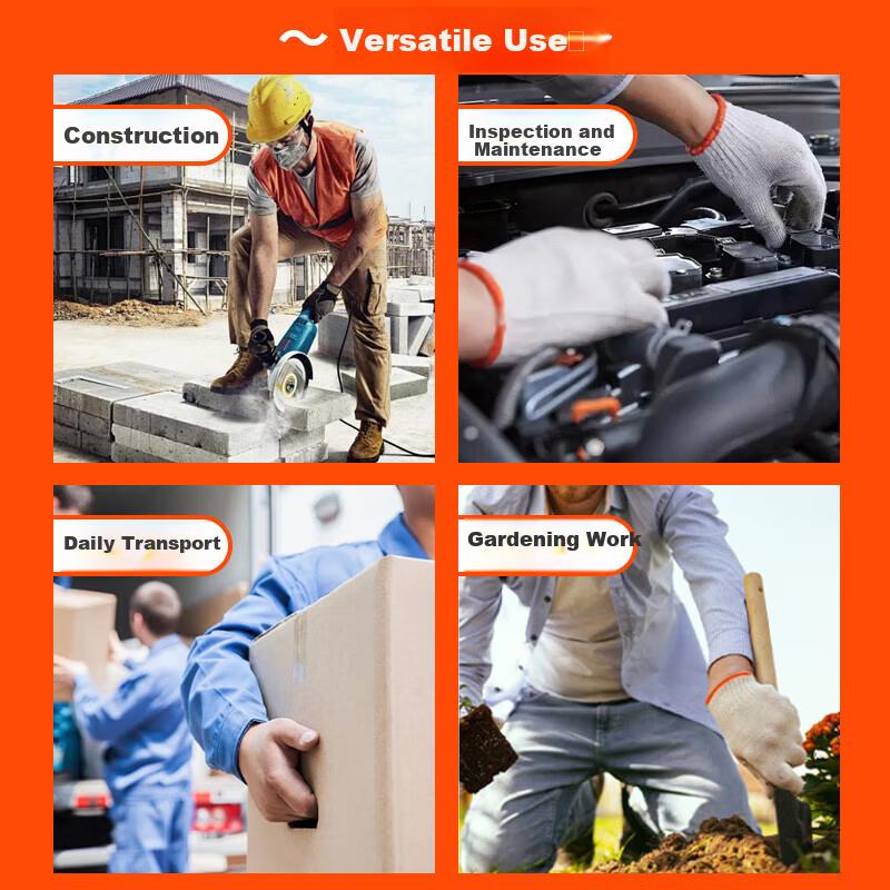Labor Protection Gloves, 320g Orange Edge 12 Pairs Industrial Work Gloves, Unisex Protective White Thickened Wear-Resistant Non-Slip Work Gloves