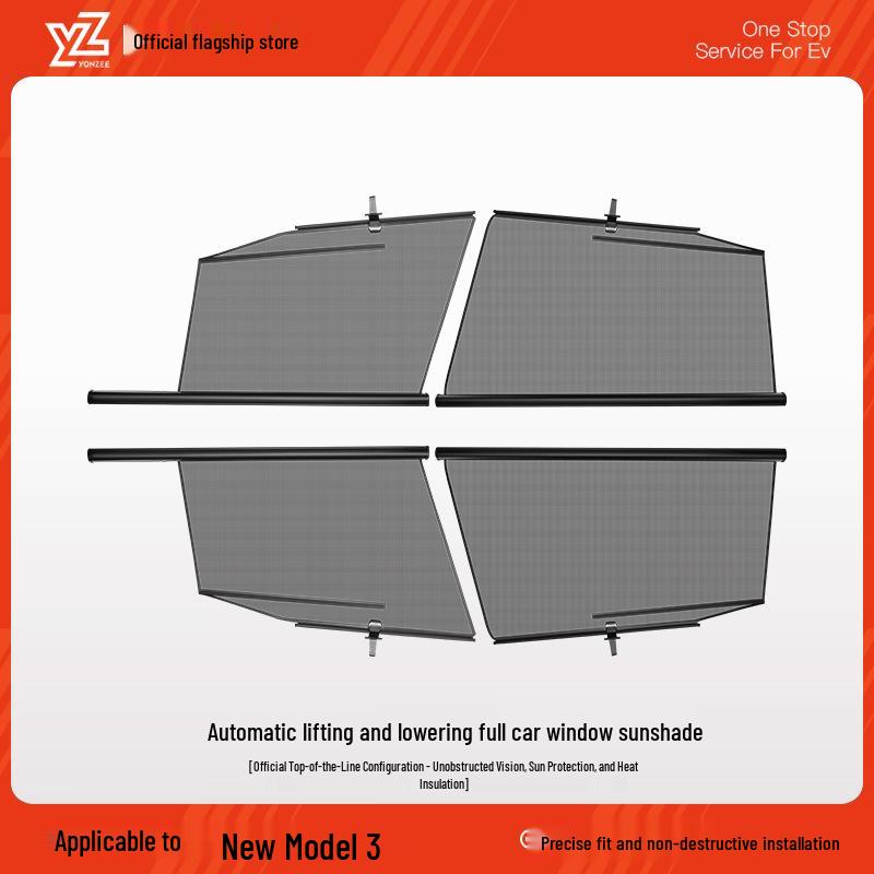 Sunshade Umbrella for Tesla Model Y Refreshed - Side Window Sun Protection & Interior Accessory