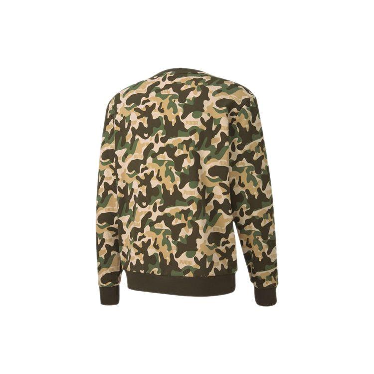 Puma Rebel Camo Logo Print Crewneck Sweatshirt Men Sweatshirt Dark-Green 582776-80