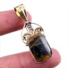 Natural Pietersite Gemstone 925 Solid Sterling Silver Two Tone Pendant 1.5" u5M38