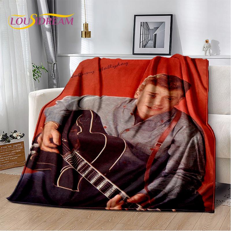 3D Printing Johnny Hallyday Rock Star Soft Flannel Blankets,Throw Blanket Comfortable Blanket for Picnic Beds Home Bedroom Cover