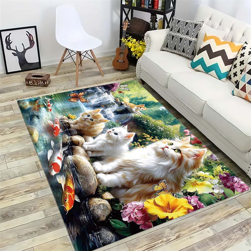 Black White Running Horse Area Rug, 3D Horse Floor Mat