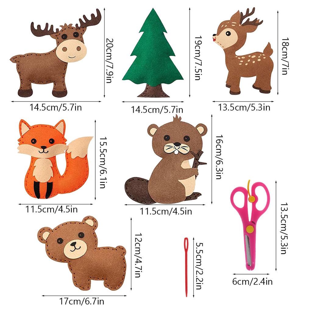 Felt Animals Sewing Kit Kids  Educational Animal Sewing Felt Toy Craft DIY Sewing Felt Plush Animals for Beginners Educational