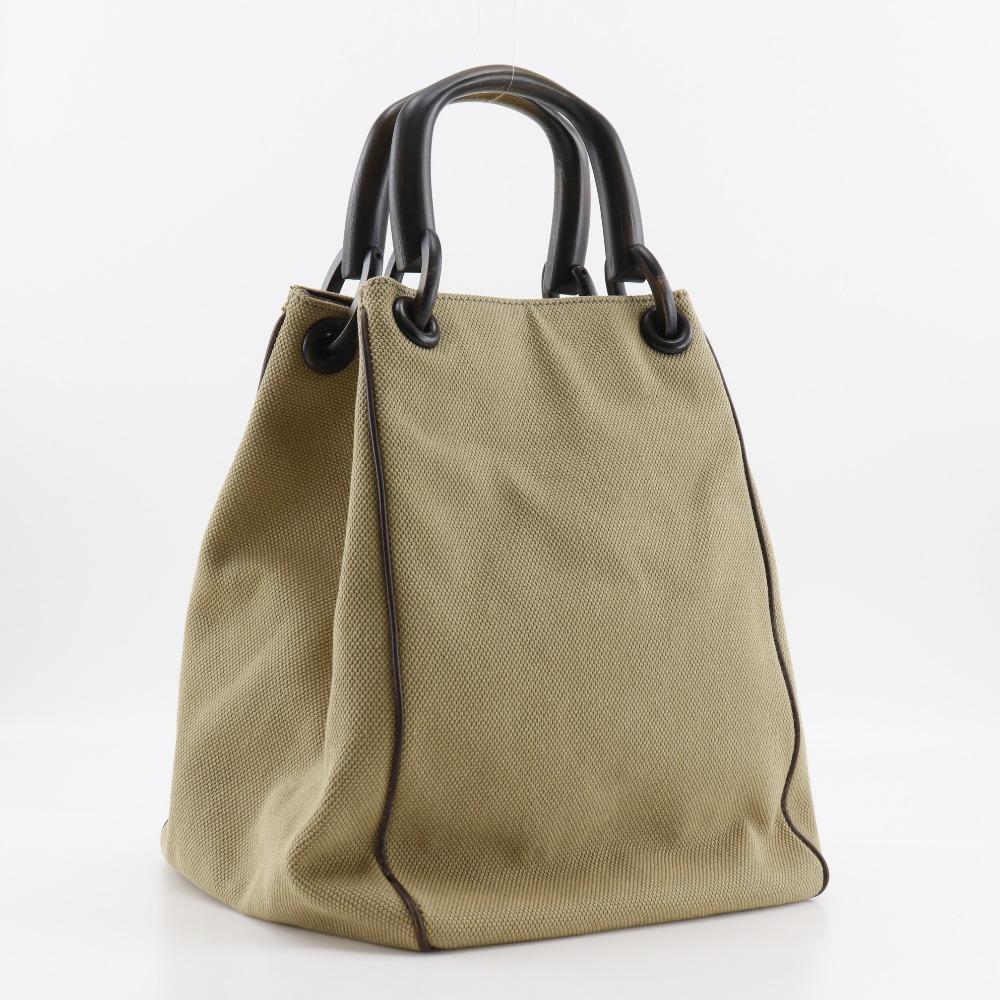 Gucci Сумка с деревянной ручкой 106493 бежевый холст Женская Б/У