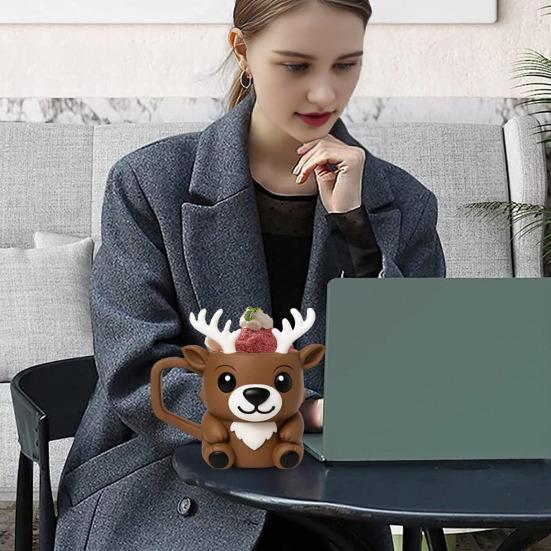 Рождественский олень Держатель пинты мороженого с ложкой Милый животный кулер-рукав Непротекающий Чехол для эскимо Держатель для пивной банки Подарки для любителя оленей