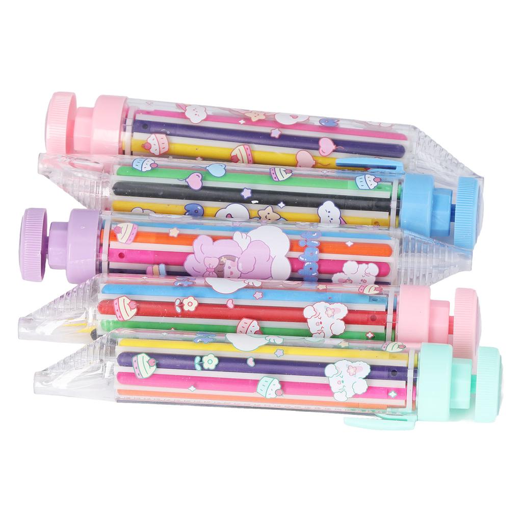 5 Pcs 8 Color Press Crayons Safe Bright Colors Simple Operation Refill Replaceable Colored Crayons for Children