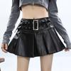 Harajuku Hotsweet High Waist Belt PU Pleated Skirt Women All Season Girls Sexy Cute Streetwear Y2k Mini Skirts